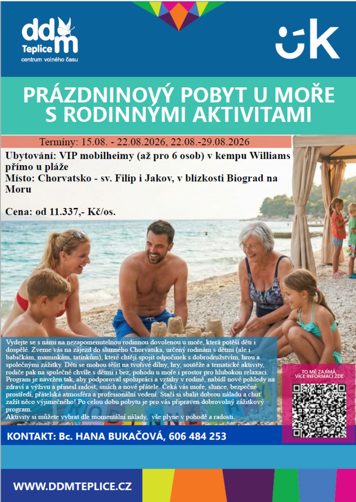 Prázdninový pobyt u moře s rodinnými aktivitami