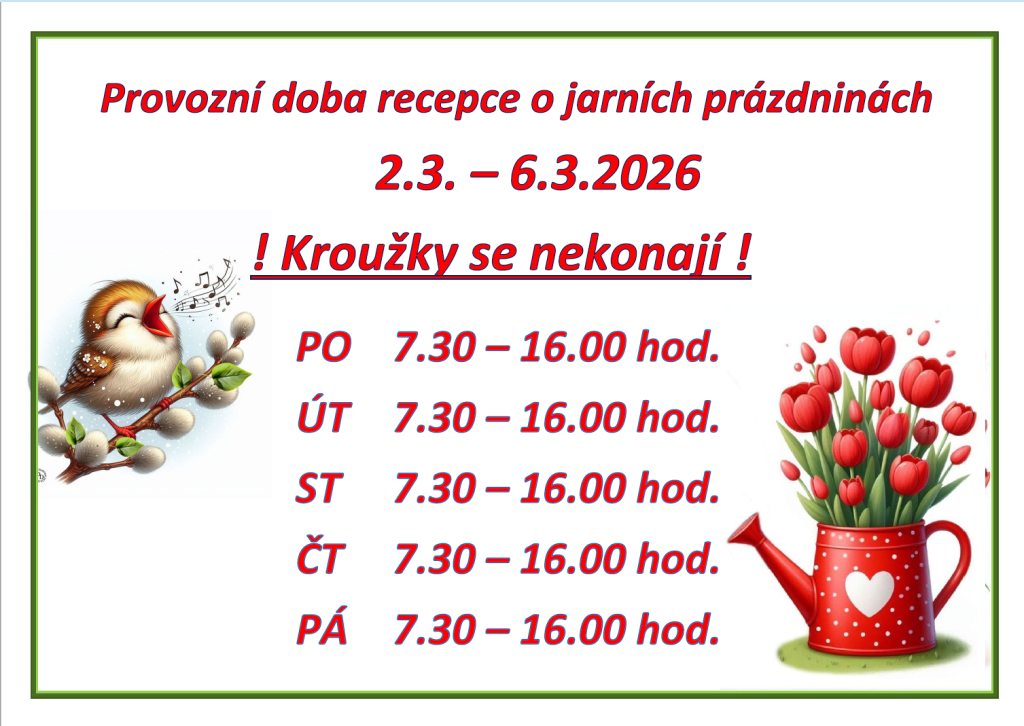 Během jarních prázdnin je provoz DDM upraven.