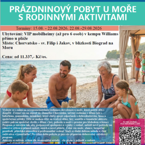 Prázdninový pobyt u moře s rodinnými aktivitami