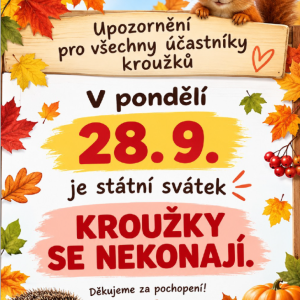V pondělí je státní svátek - máme zavřeno